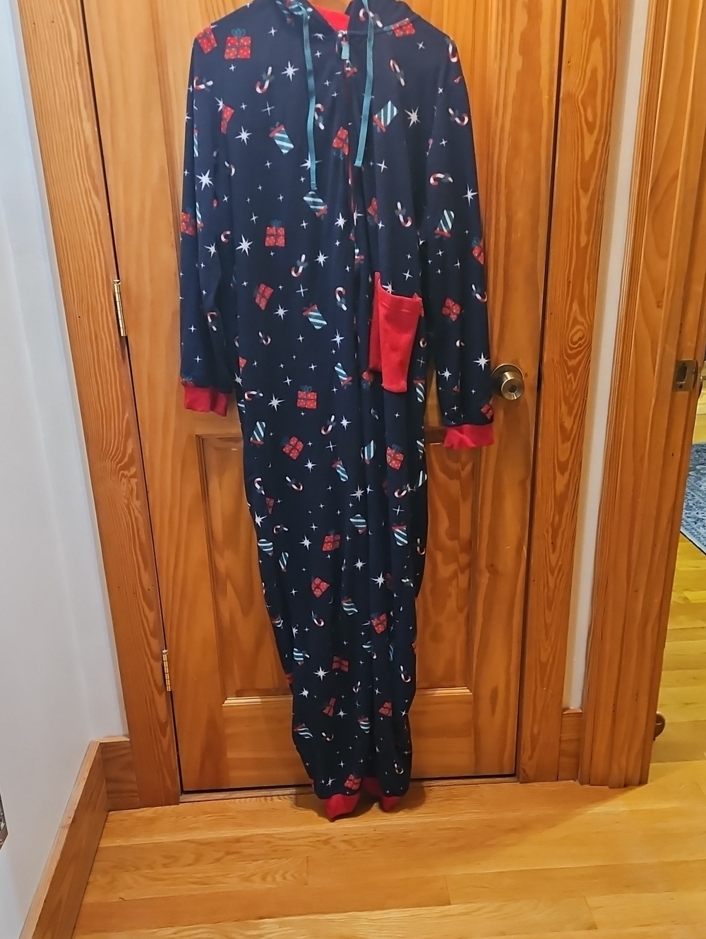 Black Holiday Onesie Pajamas with Red Accents